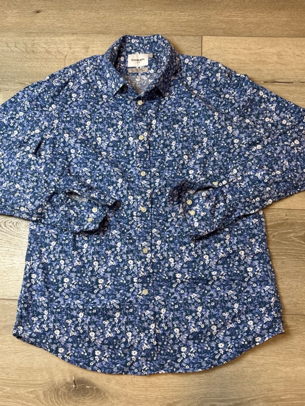 Goodfellow & Co Navy Blue Floral Button-Down Shirt